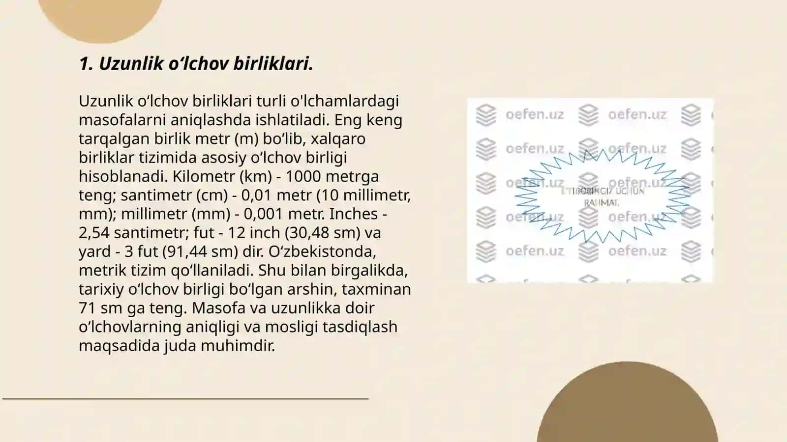 Uzunlik va yuza oʻlchov birliklari 3