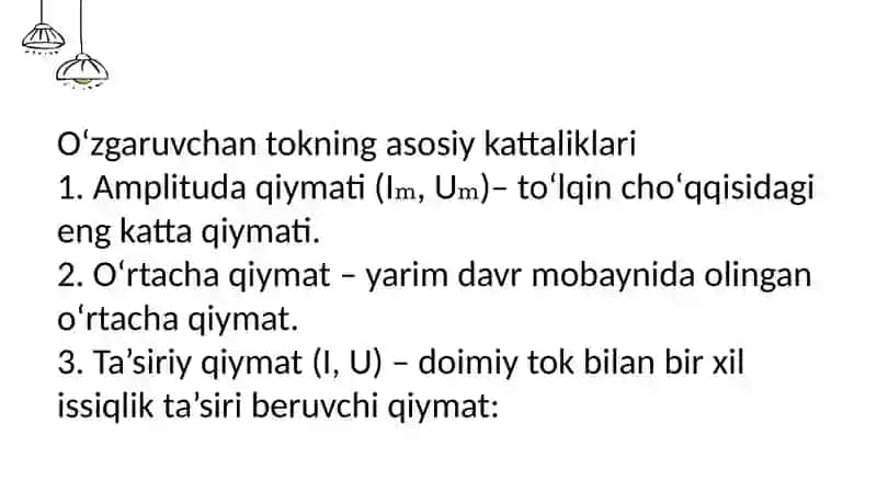O’zgaruvchan tok elektr zanjirlari 3