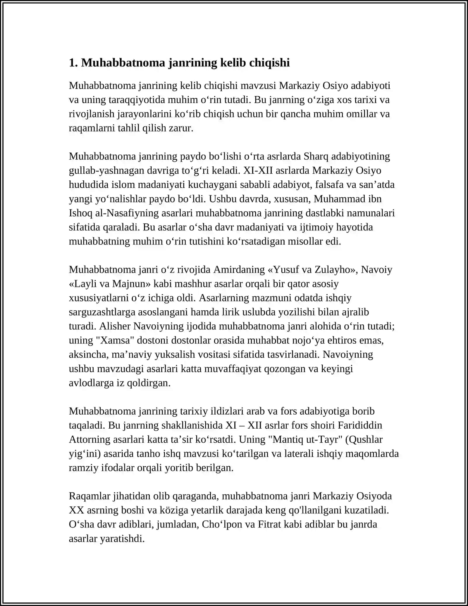 MUHABBATNOMA ASARINING JANRLAR TARKIBI 3