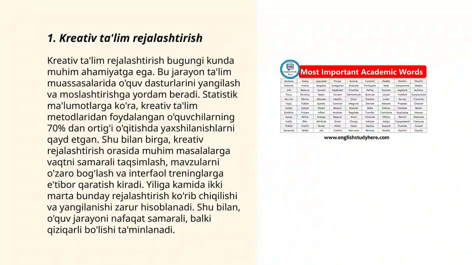 Kreativ ta'lim rejalashtirish 3