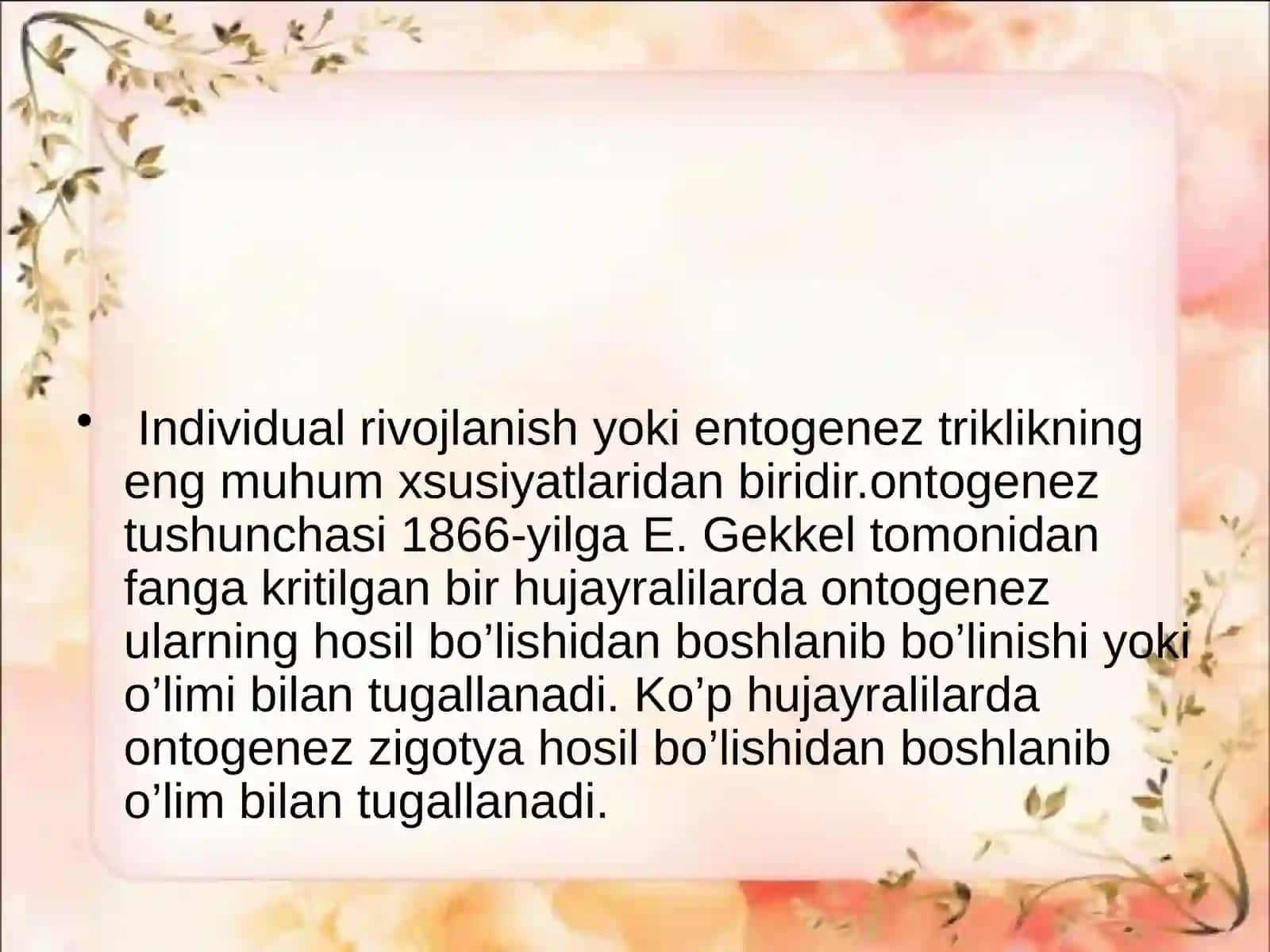 Organizmlarning individual rivojlanishi 3