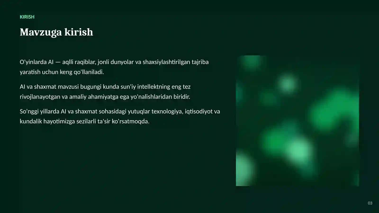 SUN'IY INTELLEKT • AI O'YINLAR VA KO'NGILOCHAR SOHADA 3