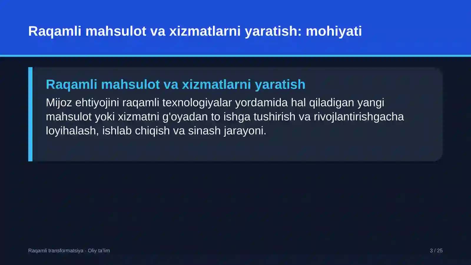 Raqamli TRANSFORMATSIYA · OLIY TA'LIM 3