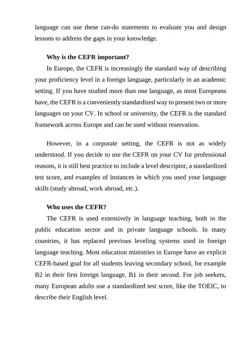 CEFR (Common European Framework of Reference for Languages) 3