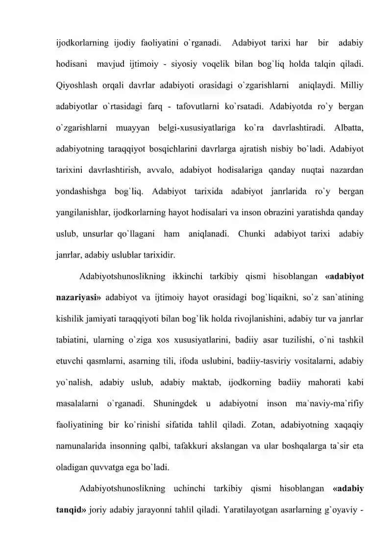 Adabiyotshunoslik – So`z SАN`АTI HAQIDАGI FАN 3