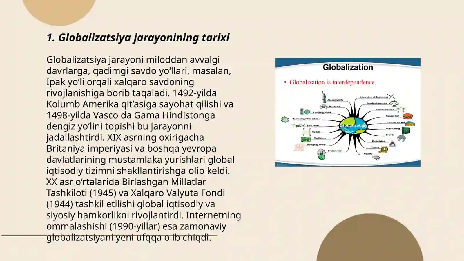 Globalizatsiya jarayonlariga tavsif berish 3