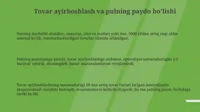 Iqtisodiyotda tovar va pullar 3