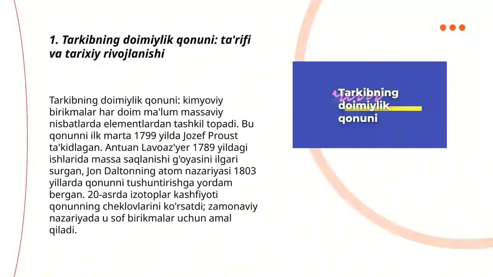 Tarkibning doimiylik qonuni va mavzuga tegishli masalalar ishlash 3