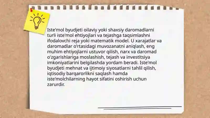 Iste'mol byudjeti va iste'mol savatchasi 3