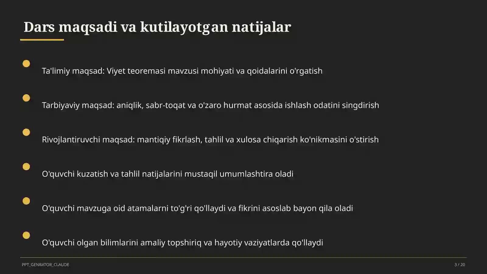 Viyet teoremasi (8-sinf) 3