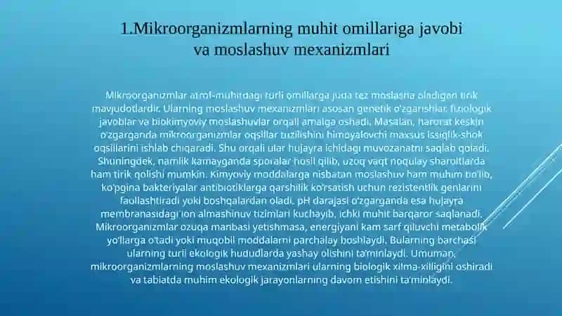 Mikroorganizmlarning Muhitga Moslashuvi 3