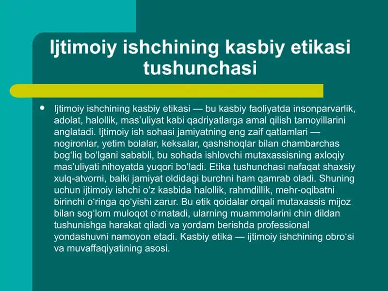 Ijtimoiy ishchining kasbiy etikasi 3
