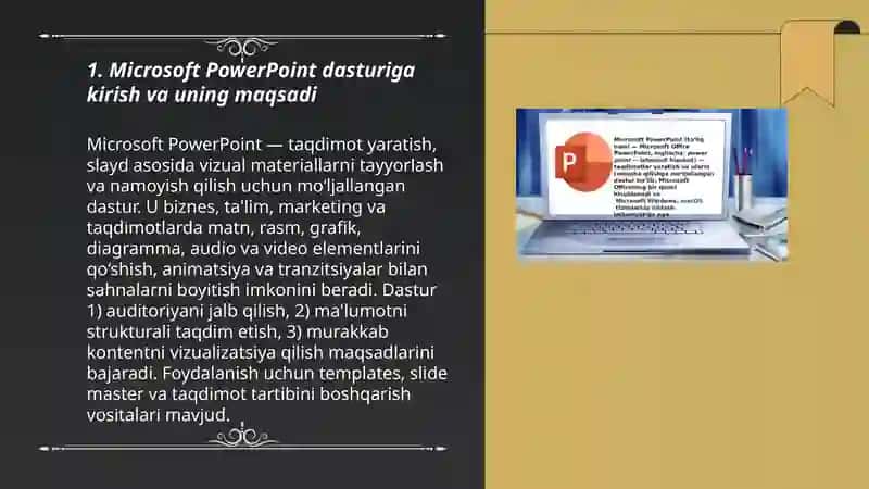 Microsoft PowerPoint dasturi haqida umumiy tushuncha 3