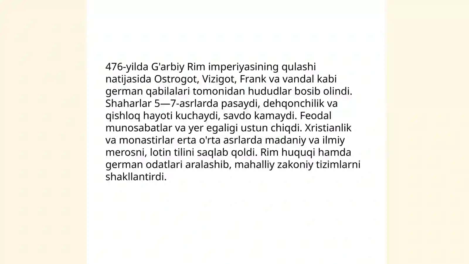 G'arbiy Yevropa madaniyati ilk o'rta asrlarda 3