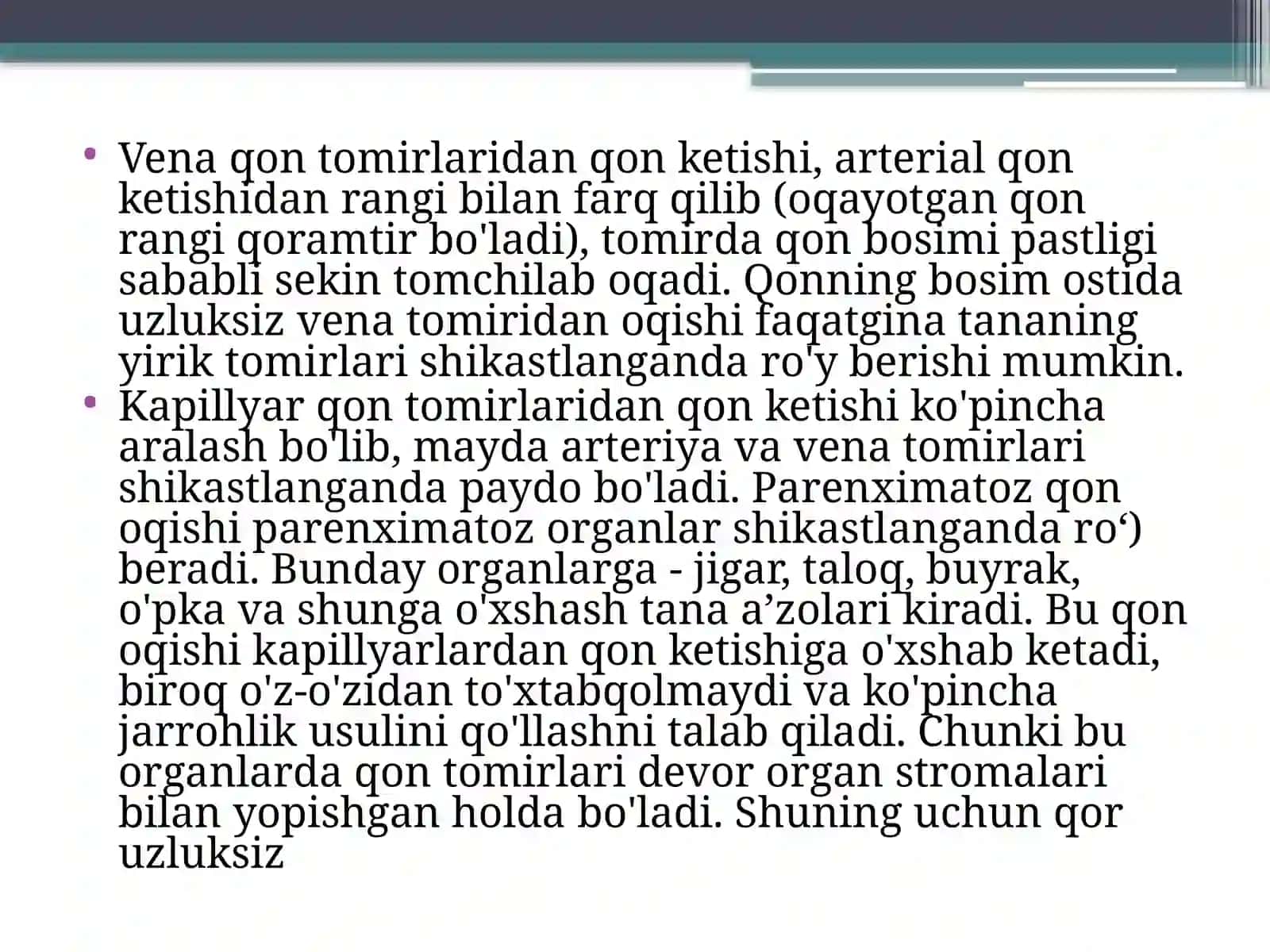 Qon ketishi va qon yo’qotish 3