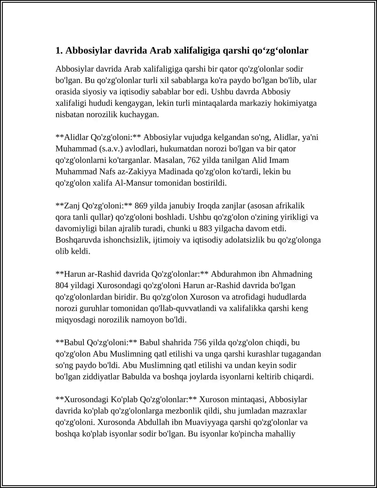 ARAB XALIFALIGI QARSHI KOʻTARILGAN QOʻZGʻALON 3