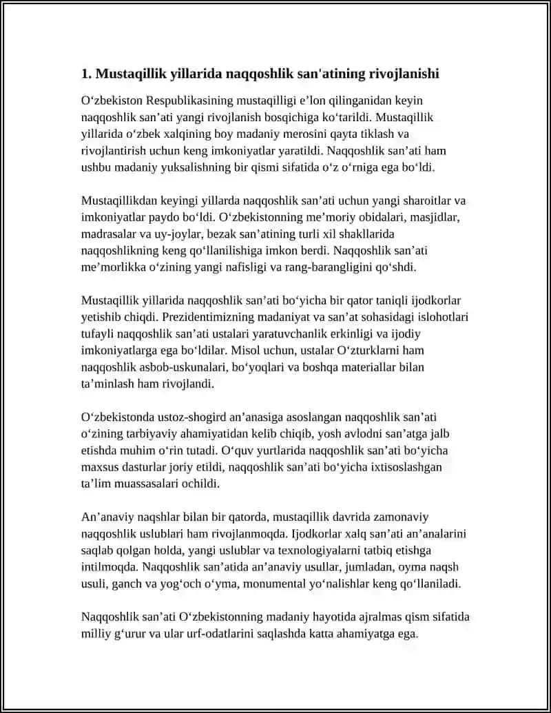 MUSTAQILLIK YILLARIDA NAQQOSHLIK SANATI 3
