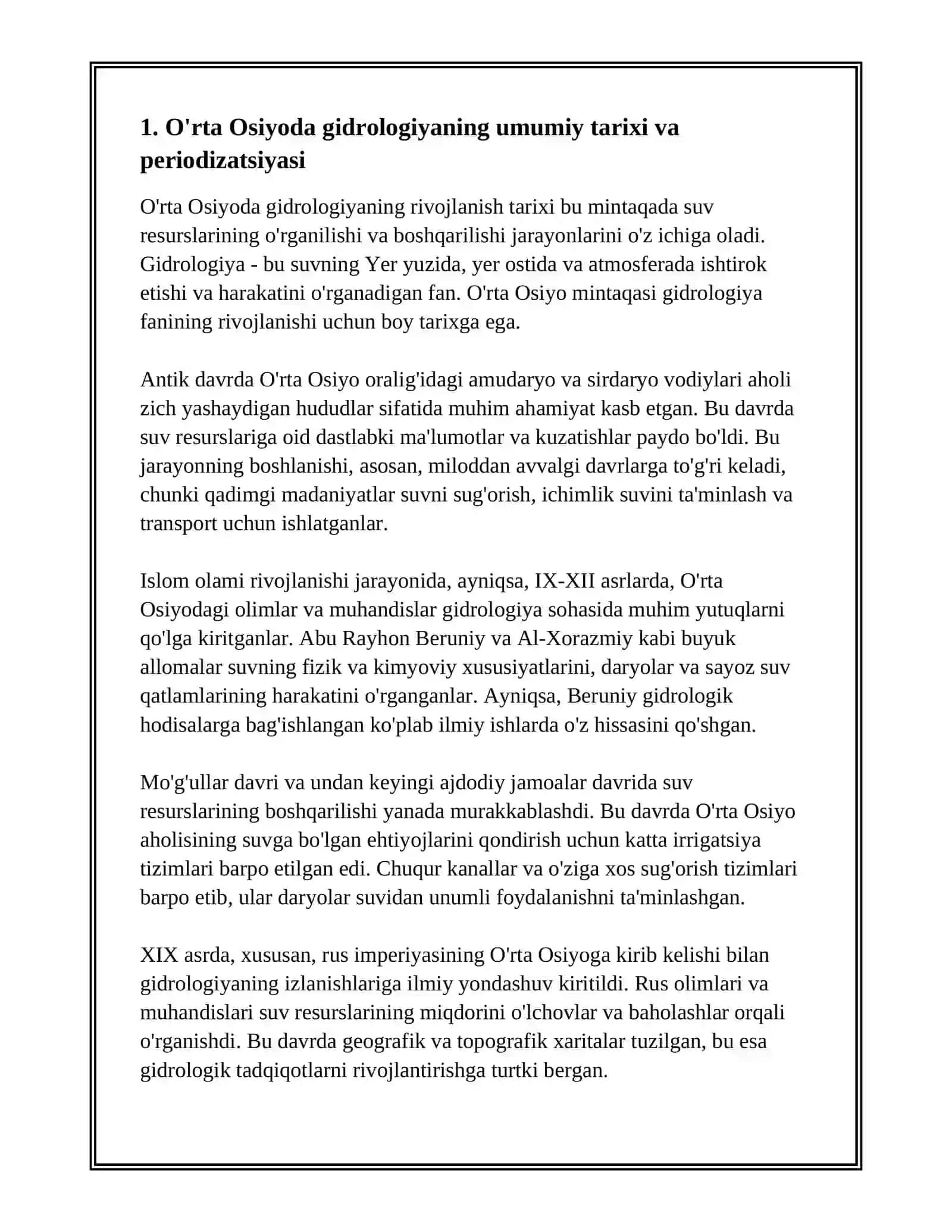 ÔRTA OSIYODA GIDROLOGIYANING RIVOJLANISH TARIXI 3