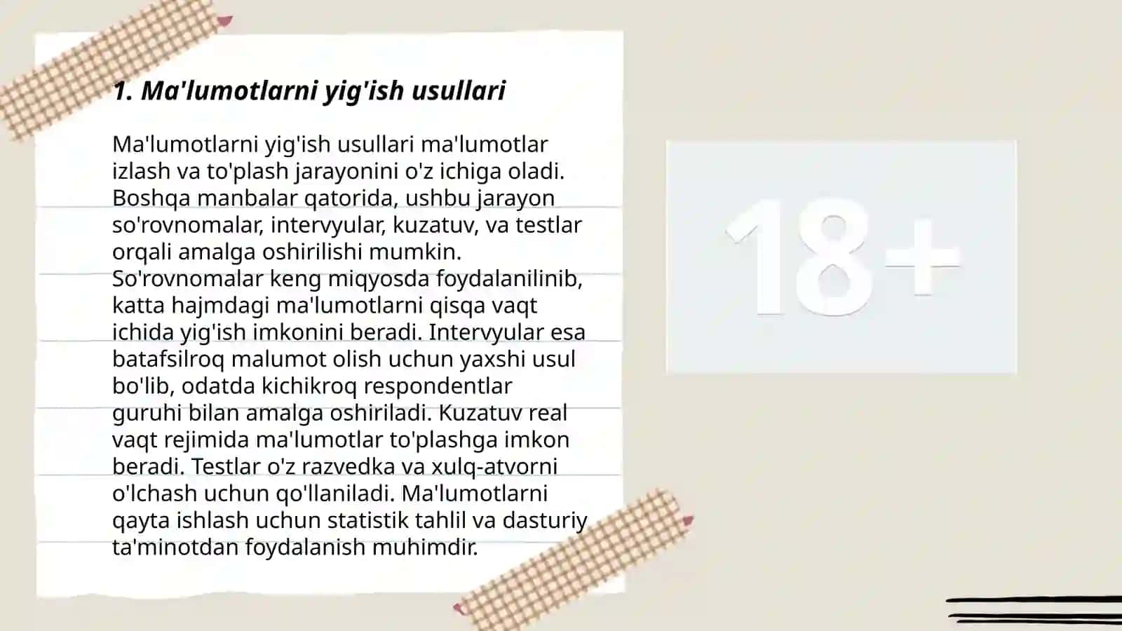 Ma'lumotlarni yig'ish usullari 3