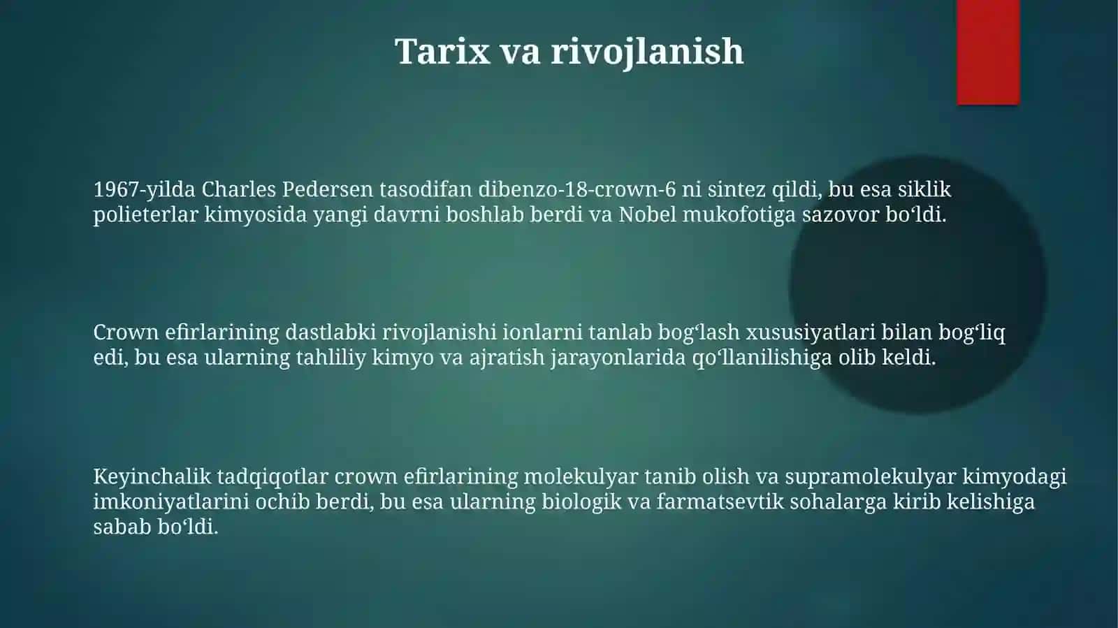 Kraun efirlar - dori vositalari sifatida 3