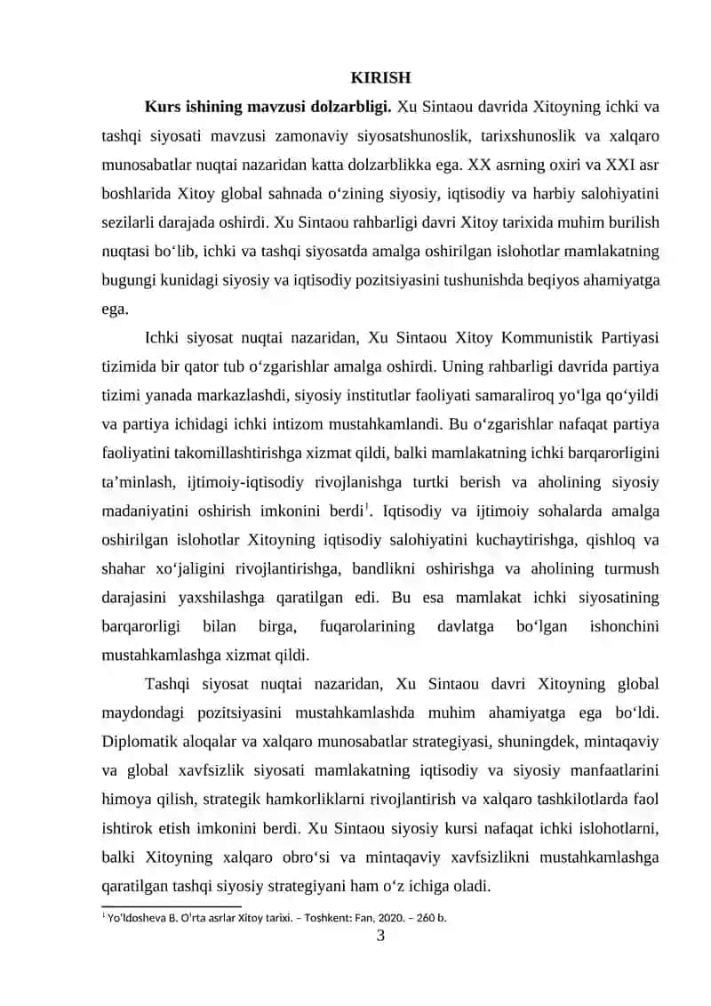 Xu Sintaou davrida Xitoyning ichki va tashqi siyosati 3
