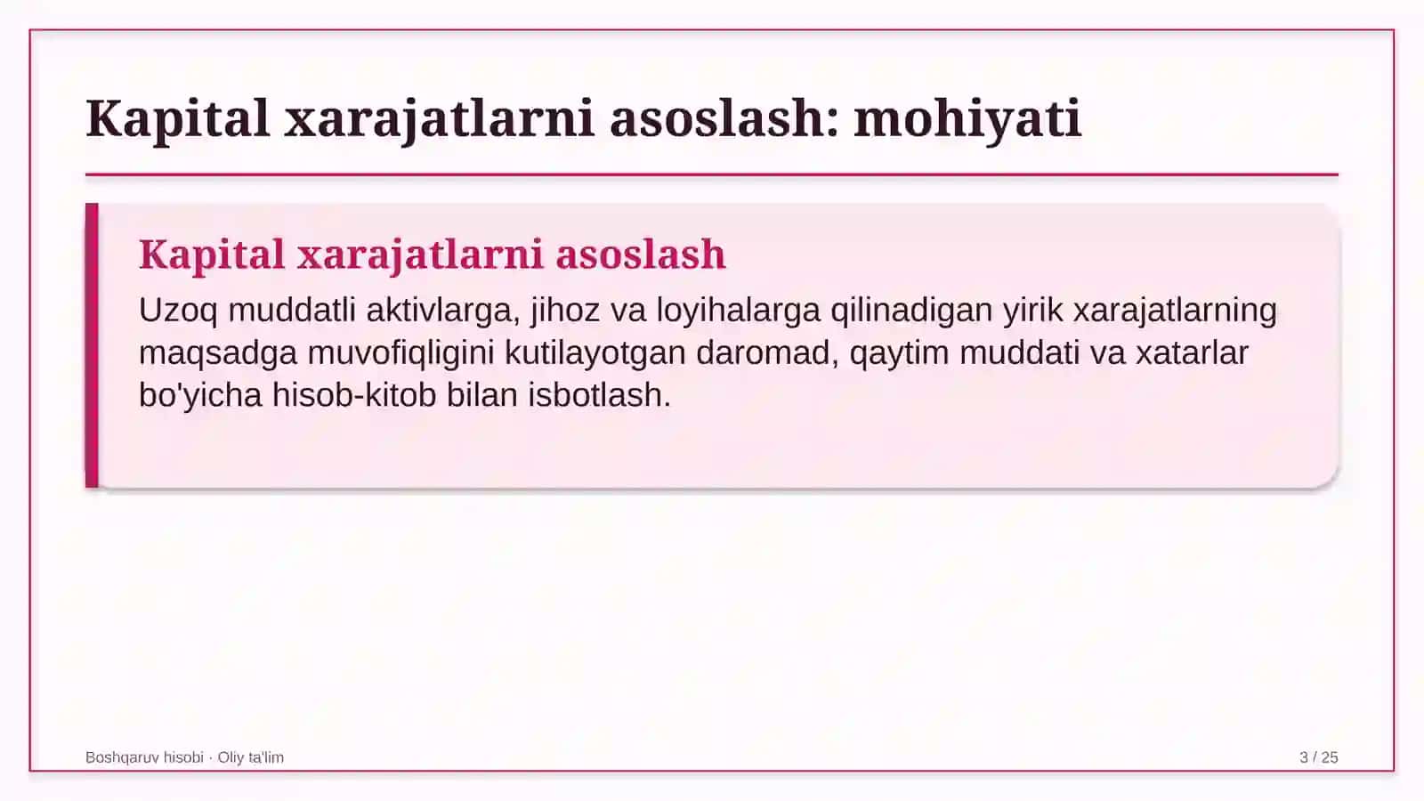 Bioenergetikada kapital xarajatlarni asoslash 3
