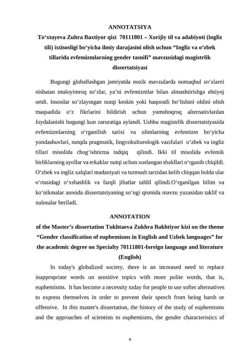 O’ZBEK VA INGLIZ TILLARIDA EVFEMIZMLARNING GENDER TASNIFI 3