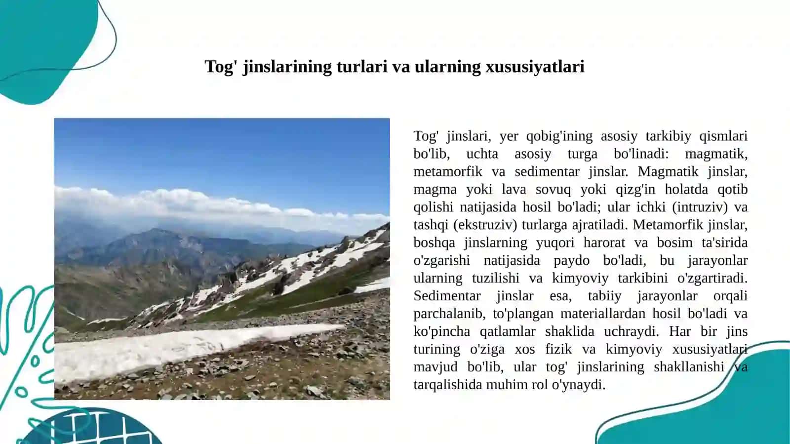 Togʻ jinslarining tarkibi va turlari 3