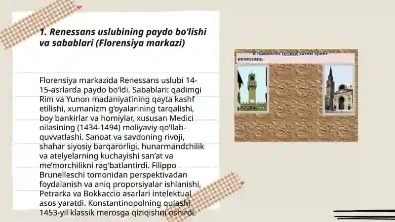 Renessans stili tarixi rivojlanishi va taxlili 3