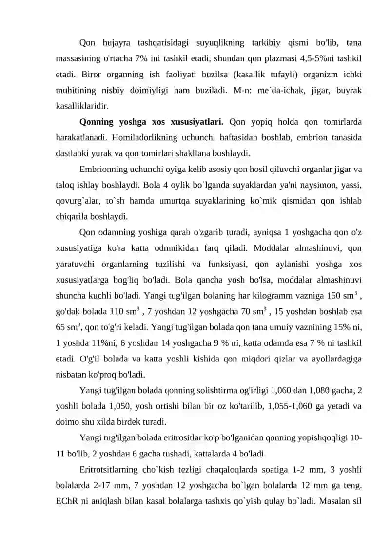 Qon. Qon aylanish organlarining yosh xususiyatlari 3