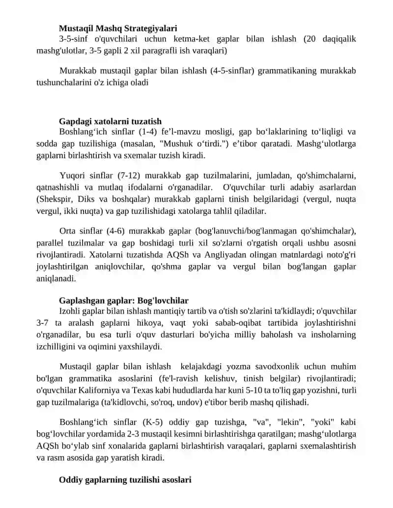 Gap ustida ishlashga oid mustaqil ishlar 3