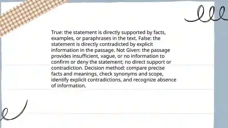 Types of reading:True false not given 3