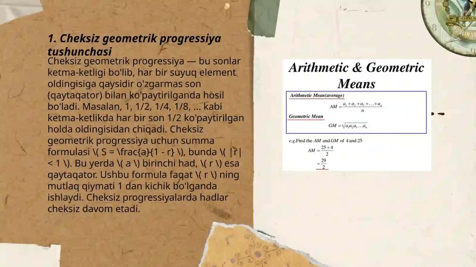 Cheksiz kamayuvchi geometrik progressiya 3