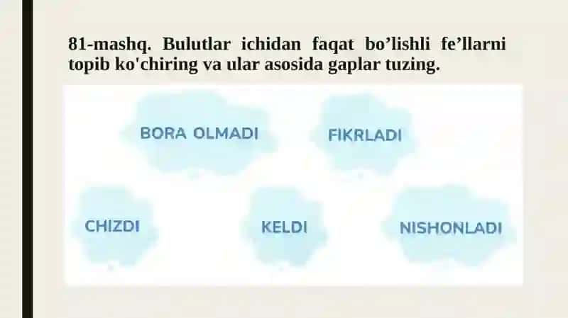 Boʻlishli va boʻlishsiz feʼllar 3