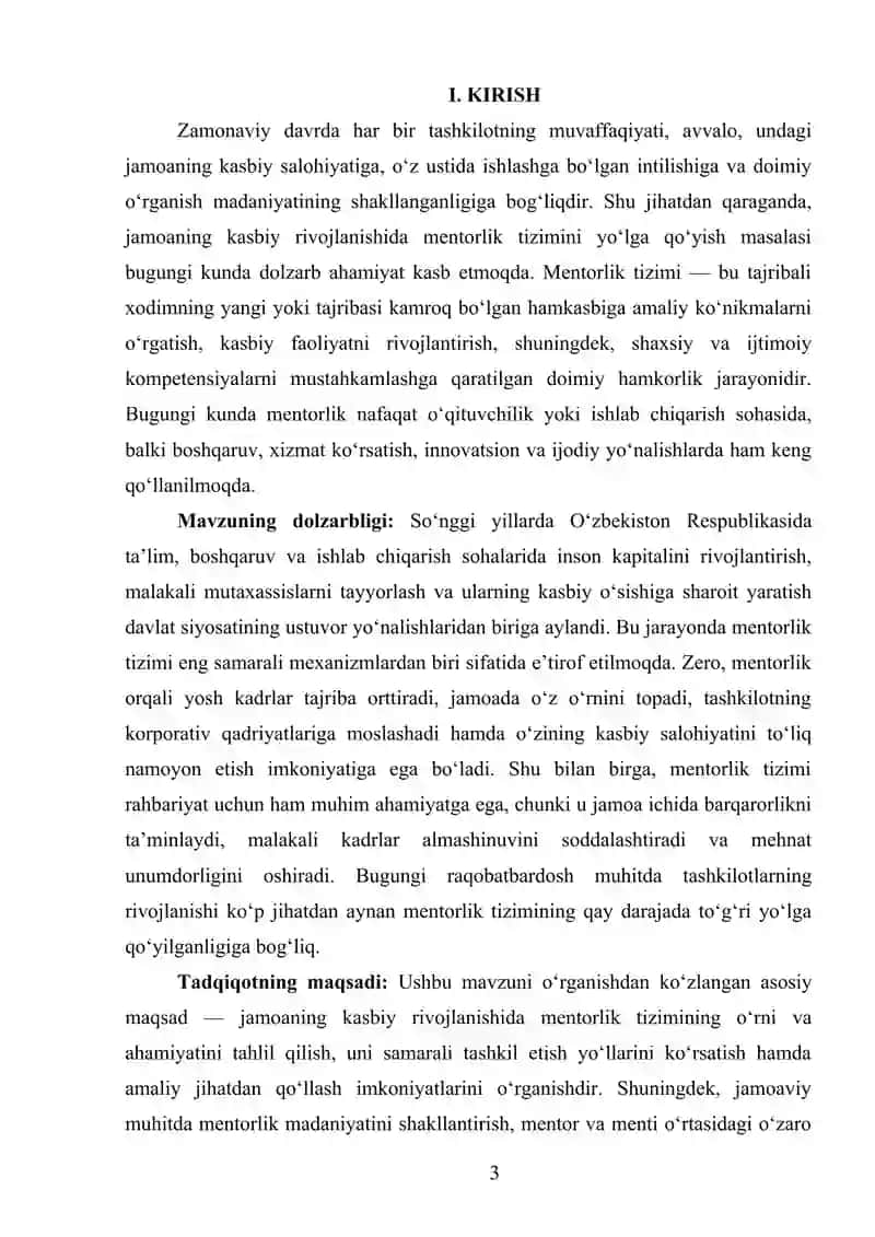 JAMOANI KASBIY RIVOJLANISHDA MENTORLIK TIZIMINI YO’LGA QO’YISH 3