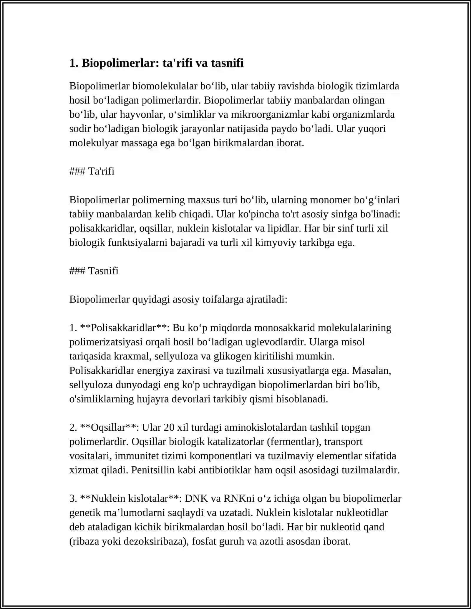 BIOPALIMERLAR TUZILISHI VA XOSSALARI 3