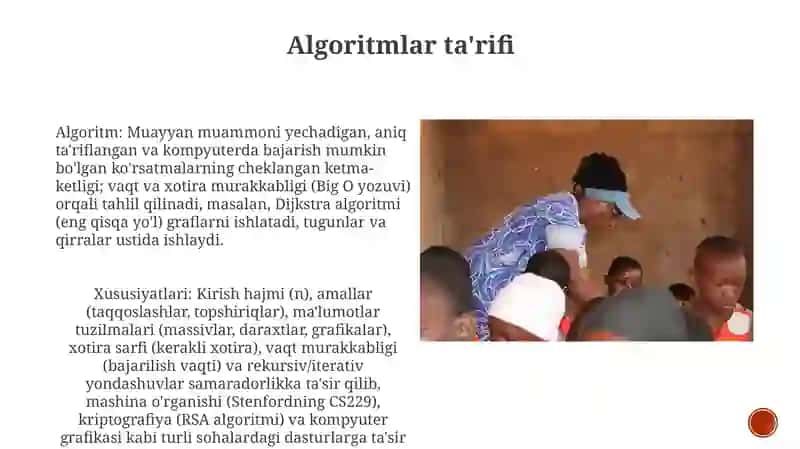 Algoritm tarifini va xususiyatlarini oʻrganish 3