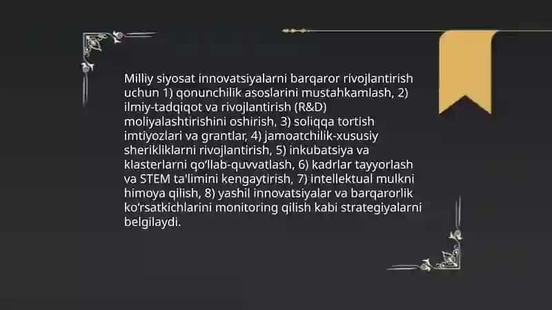Innovatsiyalarning barqaror rivojlantirilishi 3