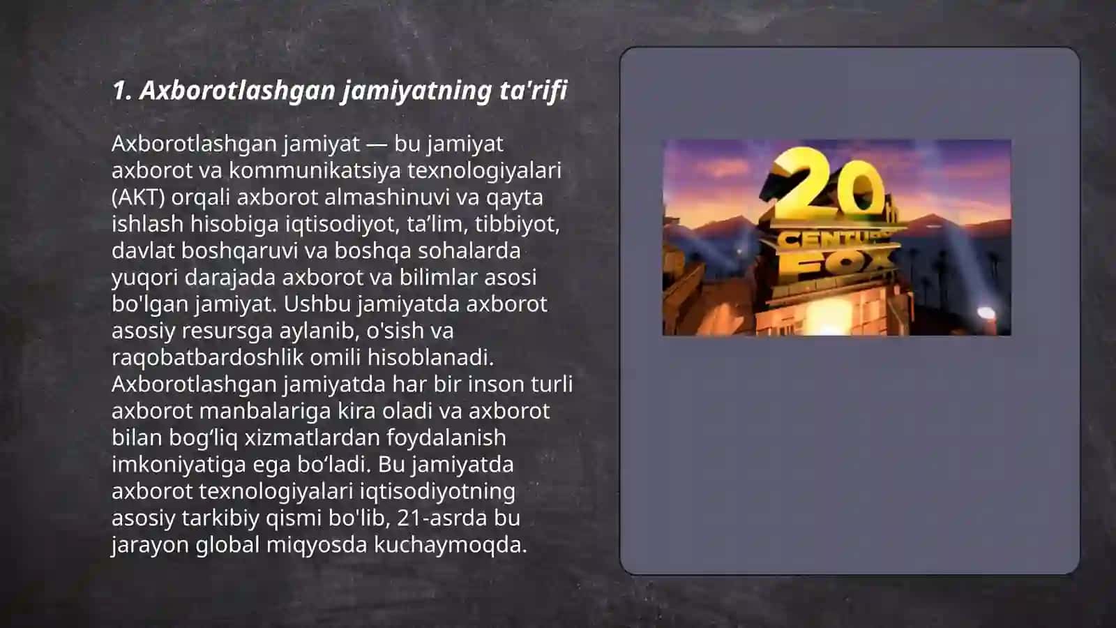 Axborotlashgan jamiyatning o'ziga xos jihatlari 3