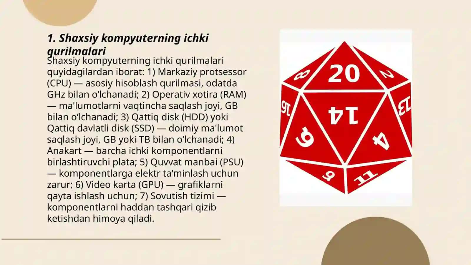 Shaxsiy kompyuter ichki Va tashqi qurilmasi 3