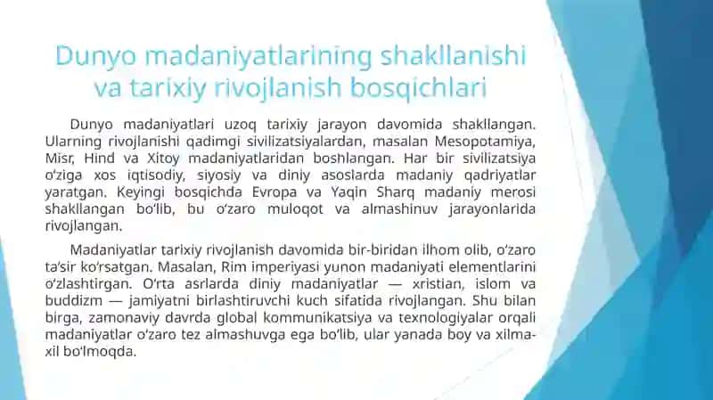 Dunyo xalqlari madaniyatidagi umumiylik va farqlar 3