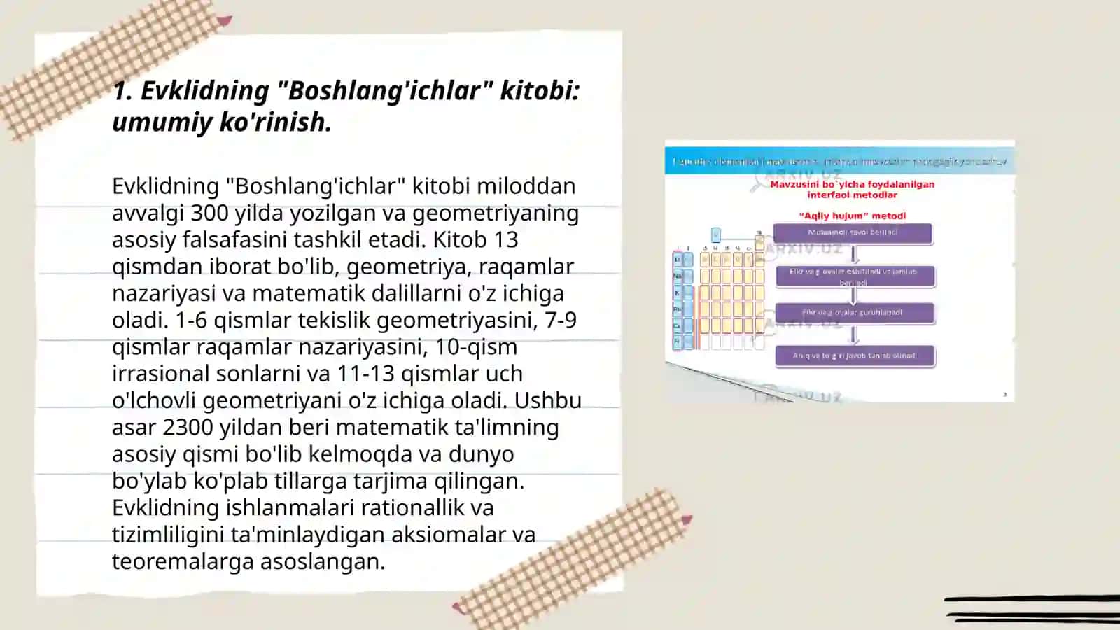Evklidning "Boshlang'ichlar" kitobi: umumiy ko'rinish 3
