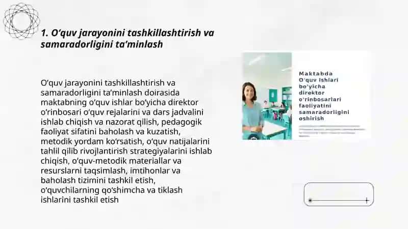 Maktabning oʻquv ishlar boʻyicha direktor oʻrinbosarining vazifalari 3