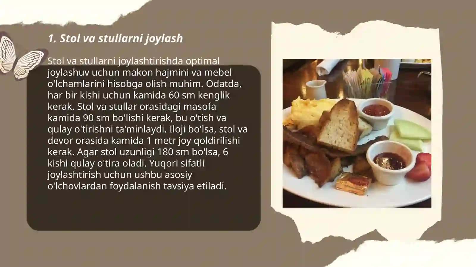 Restoranlarda ovqatlanish zalini tayyorlash 3