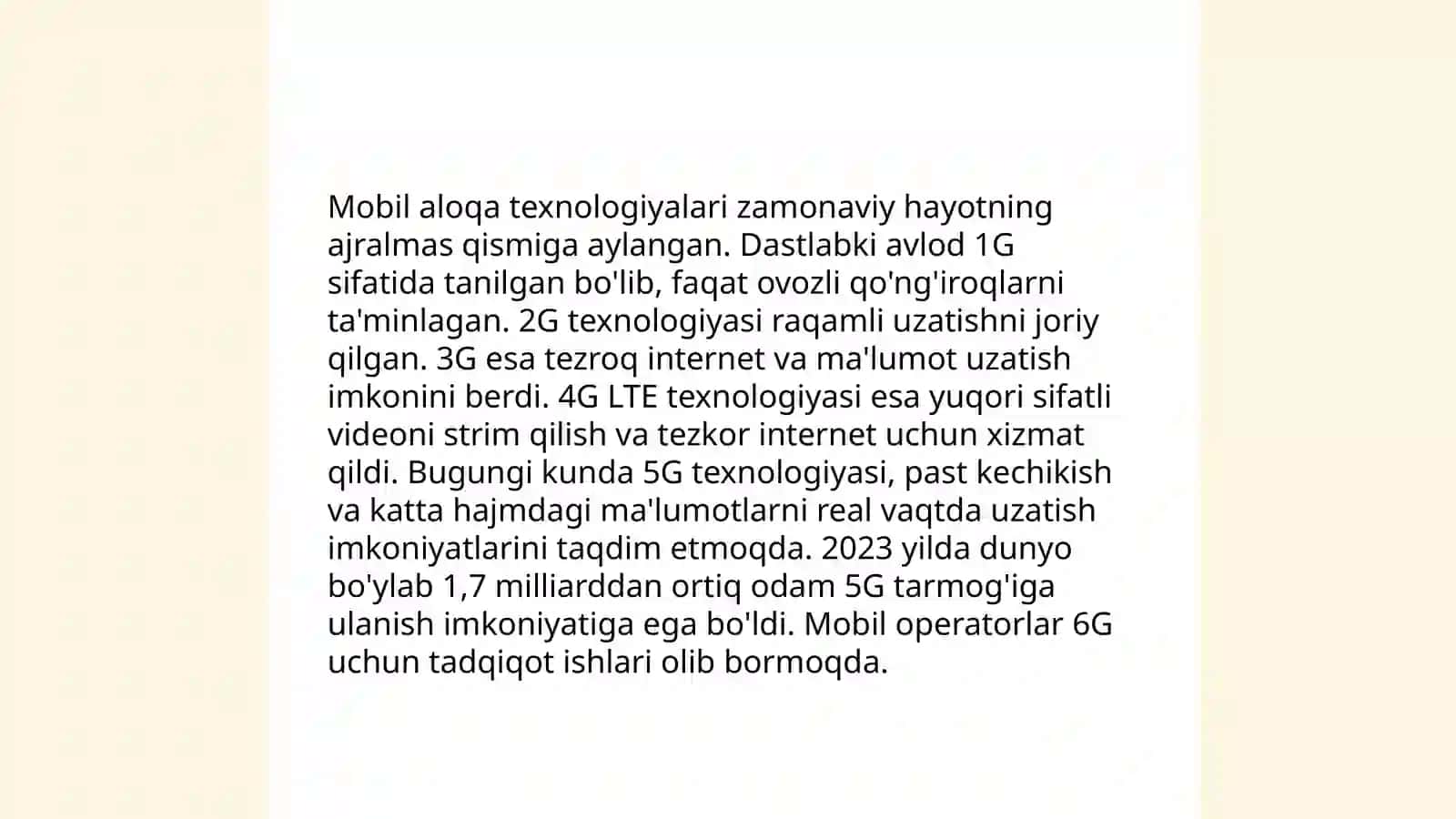 Mobil aloqa texnologiyalari 3