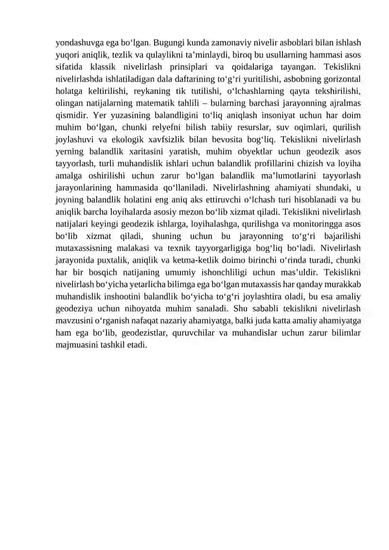 Tekislikni nivelirlash 3