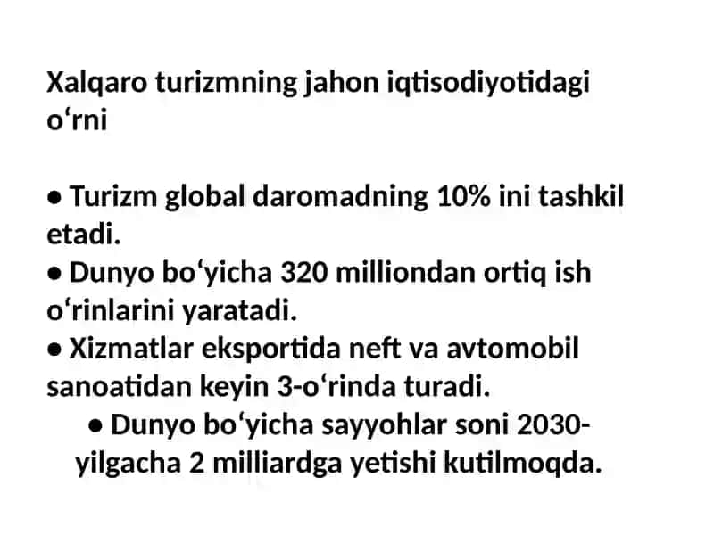 Xalqaro turizmni rivojlantirish 3