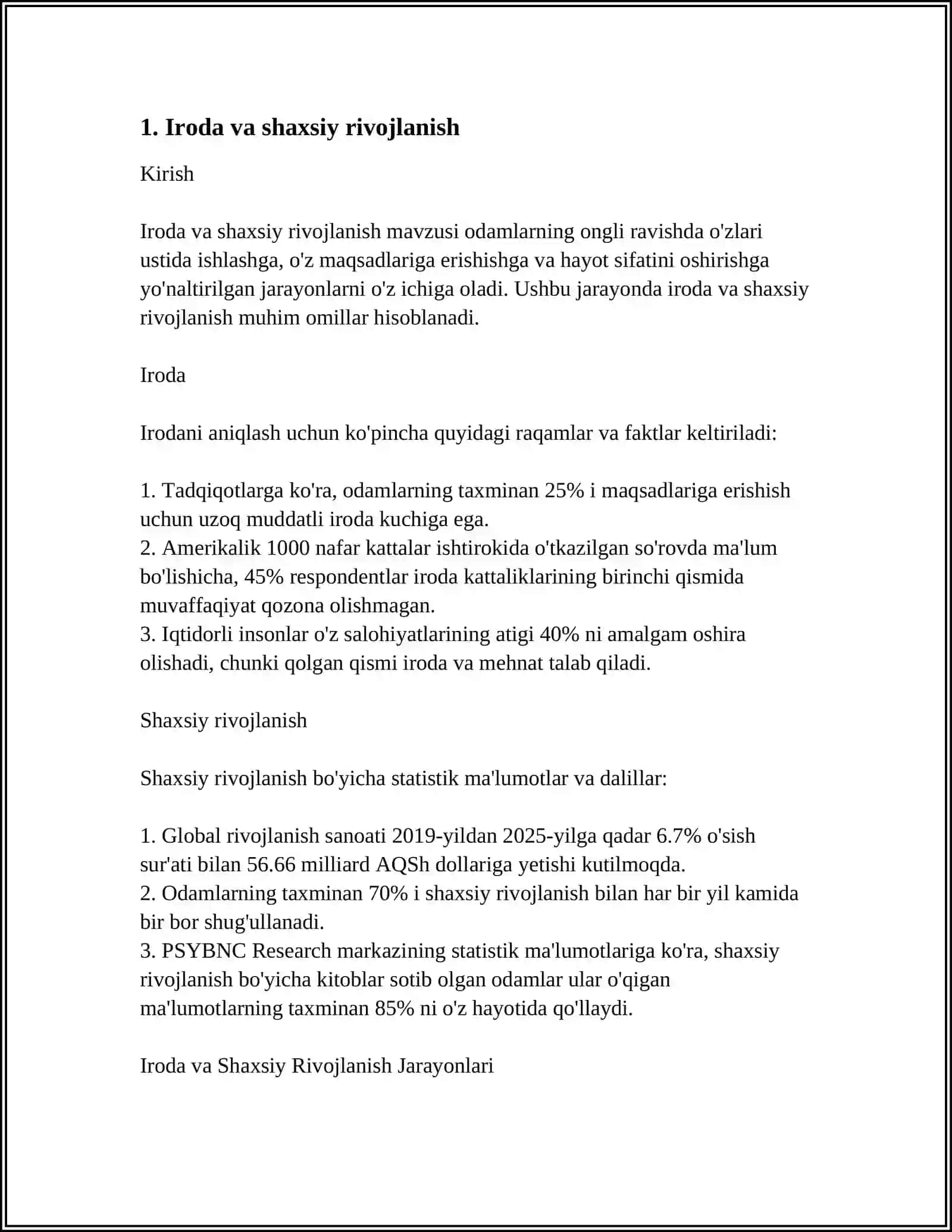 Iroda va shaxsiy rivojlanish 3