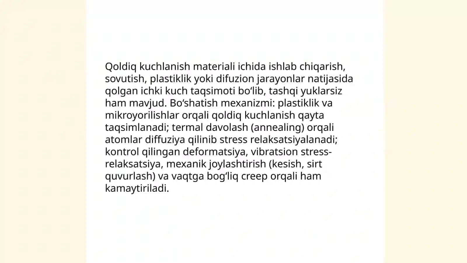 Qoldiq kuchlаnishni bo’shаtish yo’li bilаn kаmаytirish 3