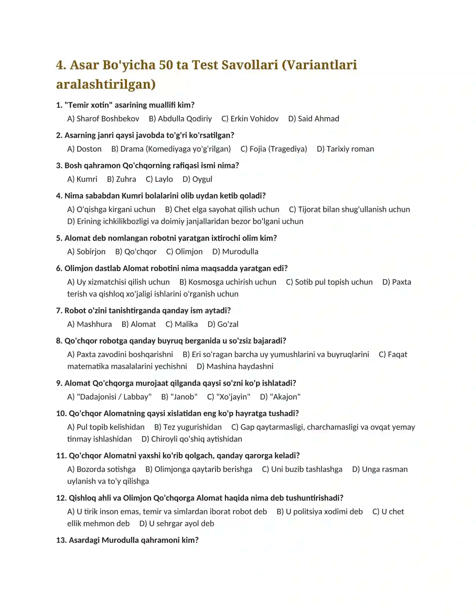 Sharof Boshbekov "Temir Xotin" Dramasi Tahlili 3